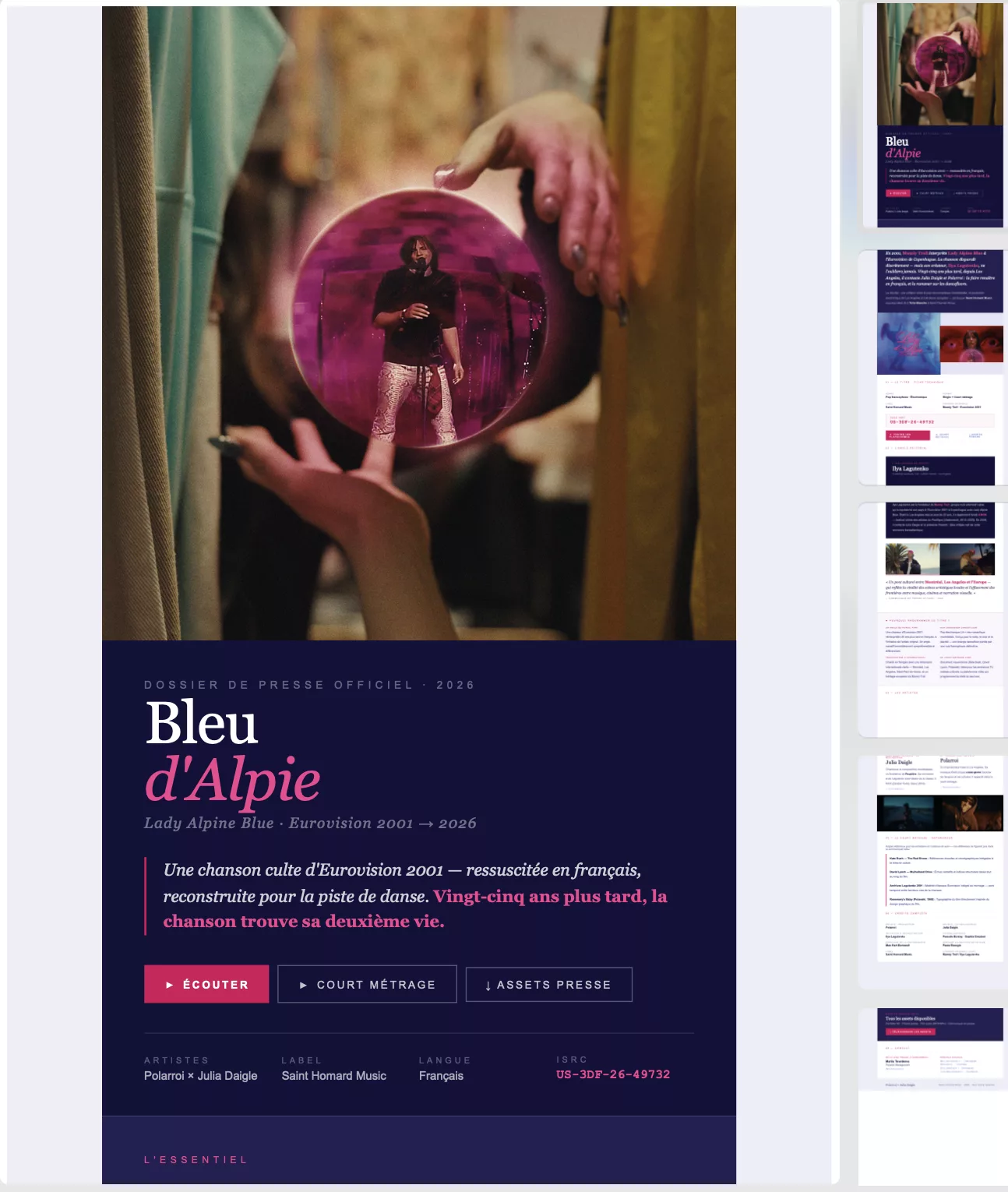 Exemple d'EPK professionnel réalisé par Beathoven