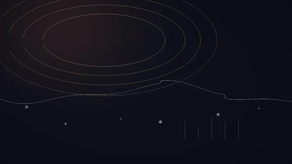 SoundCloud for Artists avis — illustration abstraite : arcs cuivrés, trajectoire de diffusion et repères reliés.