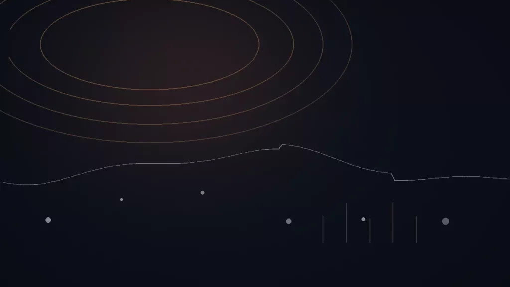 BandLab Distribution avis — illustration abstraite : arcs cuivrés, trajectoire de diffusion et repères reliés.