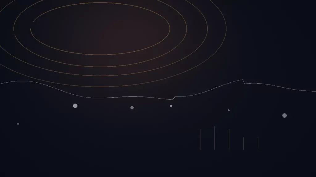 Soundcharts avis — illustration abstraite : arcs cuivrés, courbe de données et points de mesure.