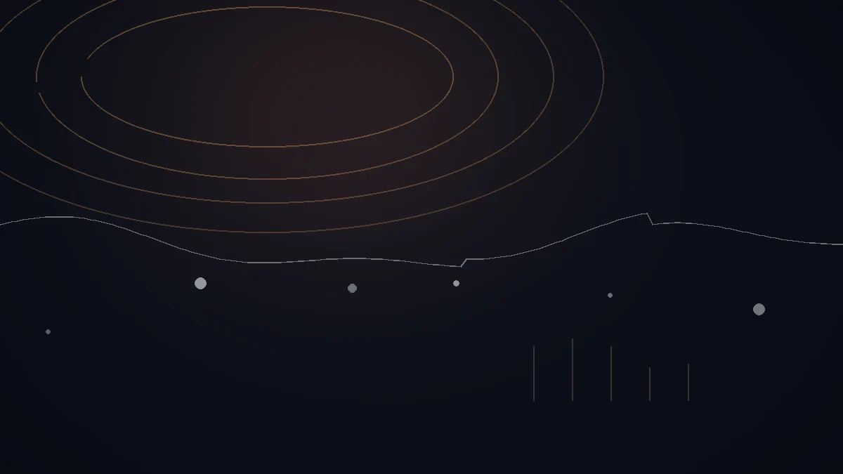 Soundcharts avis — illustration abstraite : arcs cuivrés, courbe de données et points de mesure.