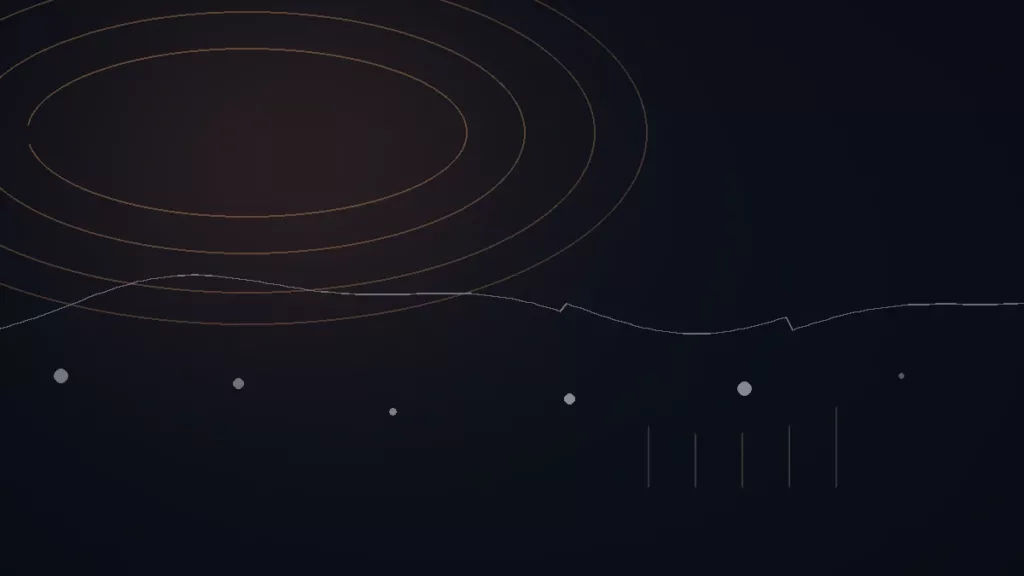 Viberate avis — illustration abstraite : arcs cuivrés, courbe de données et points de mesure.