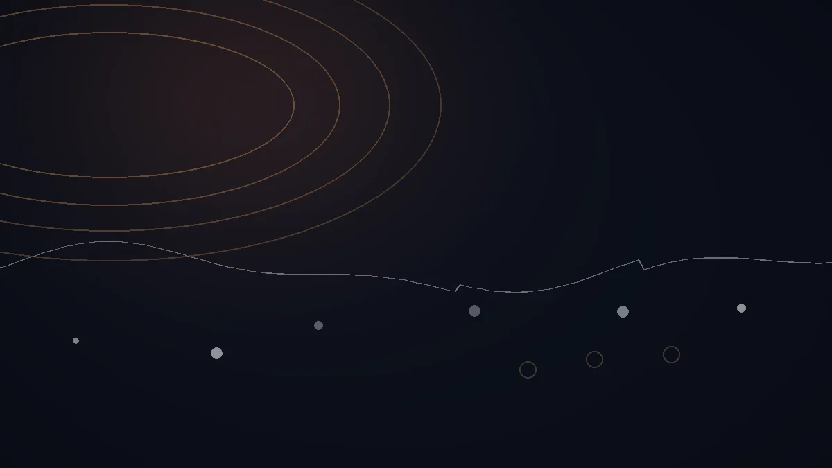 Bandsintown for Artists avis — illustration abstraite : arcs cuivrés, ondes de scène et points de public.
