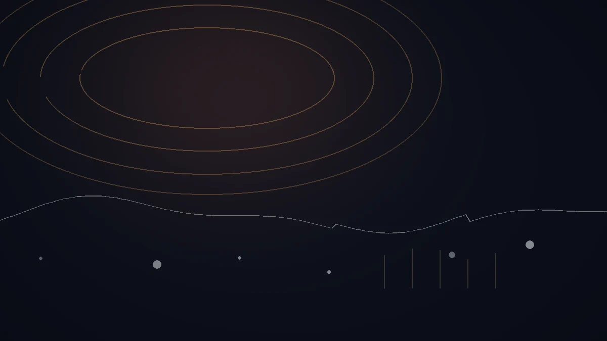 Songstats avis — illustration abstraite : arcs cuivrés, courbe de données et points de mesure.