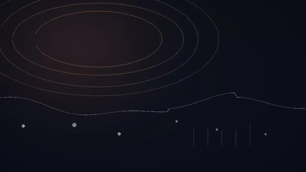 Apple Music for Artists avis — illustration abstraite : arcs cuivrés, courbe de données et points de mesure.