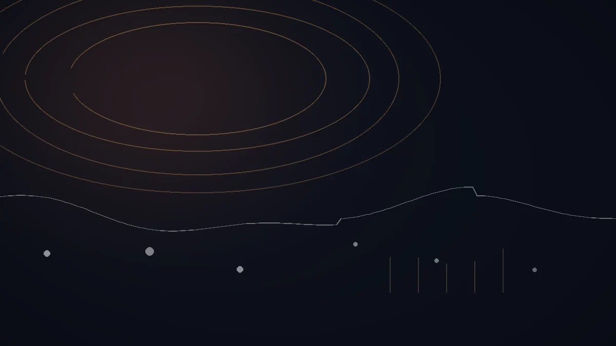 Apple Music for Artists avis — illustration abstraite : arcs cuivrés, courbe de données et points de mesure.