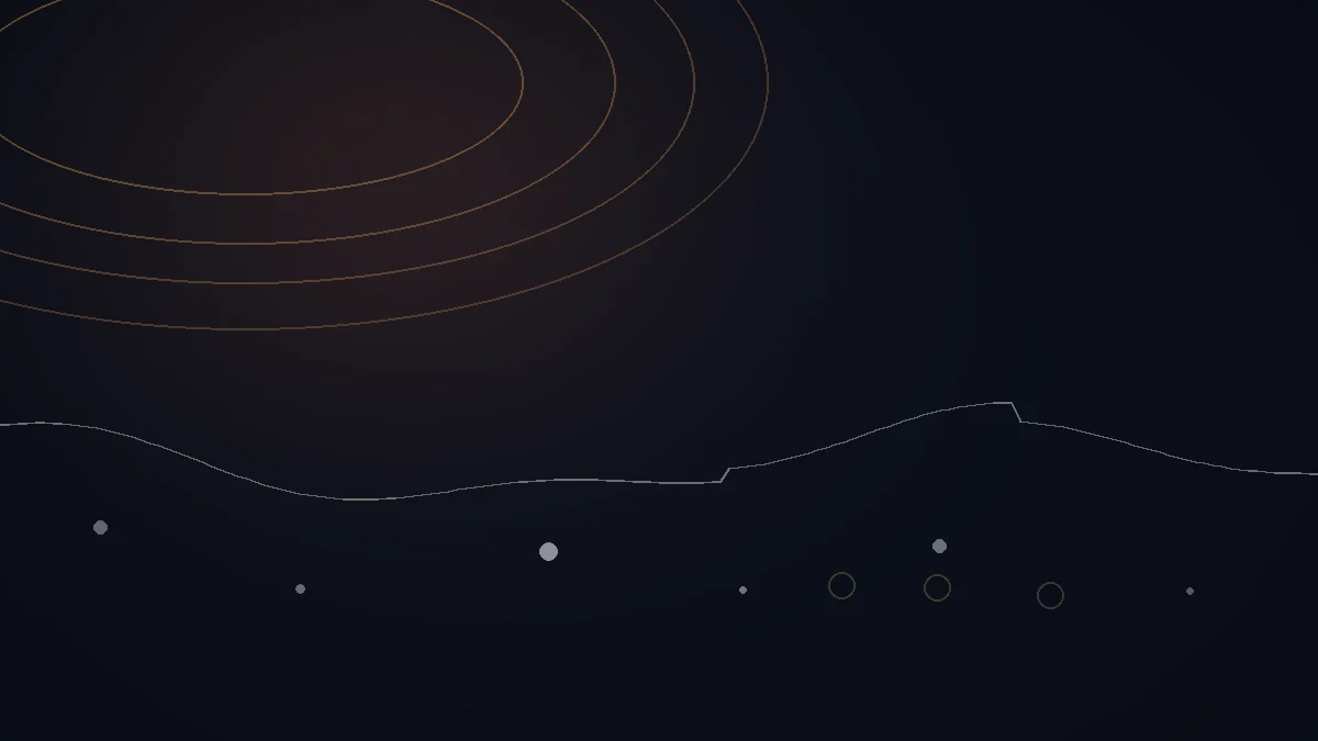 Bandzoogle avis — illustration abstraite : arcs cuivrés, parcours entre points de contact.