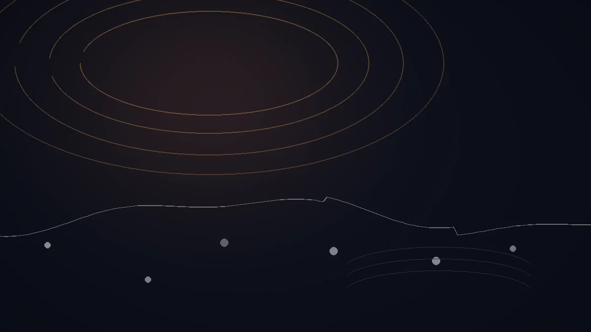 Bandcamp avis — illustration abstraite : arcs cuivrés, ondes créatives et points de rythme.