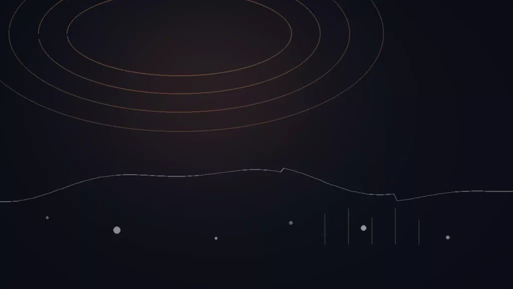 Songtrust avis — illustration abstraite : arcs cuivrés, lignes de suivi et repères documentaires.