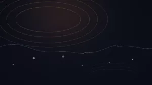 Udio avis — illustration abstraite : arcs cuivrés, ondes sonores et points de traitement.