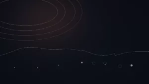 PlaylistSupply avis — illustration abstraite : arcs cuivrés, réseau de points et trajectoire de diffusion.