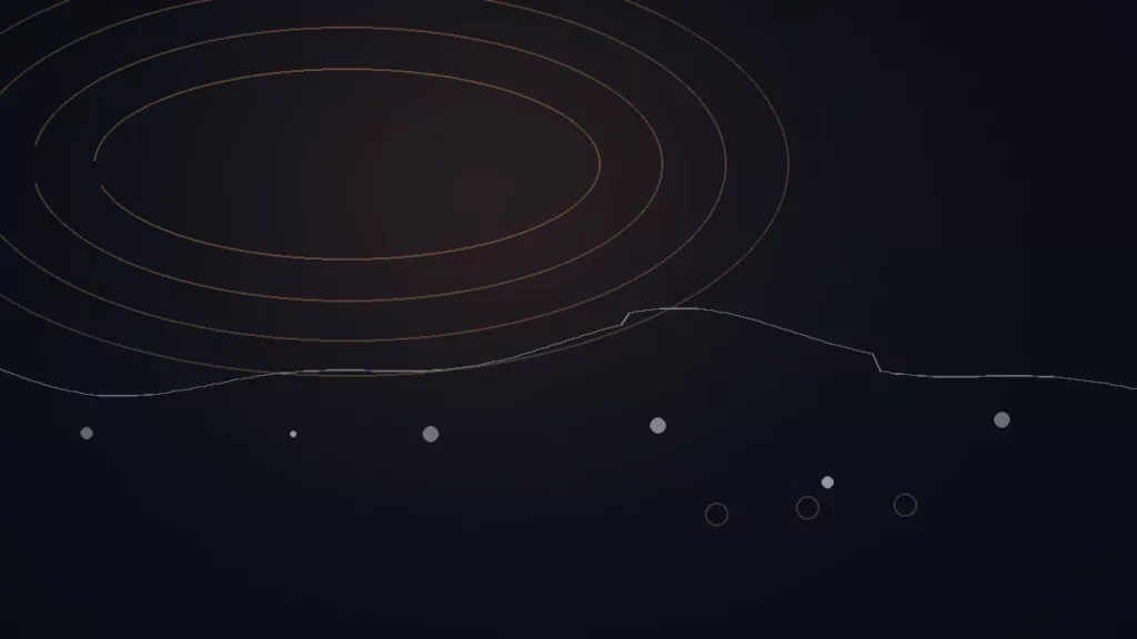 Sonicbids avis — illustration abstraite : arcs cuivrés, réseau de points et trajectoire de diffusion.