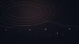 Sonicbids avis — illustration abstraite : arcs cuivrés, réseau de points et trajectoire de diffusion.