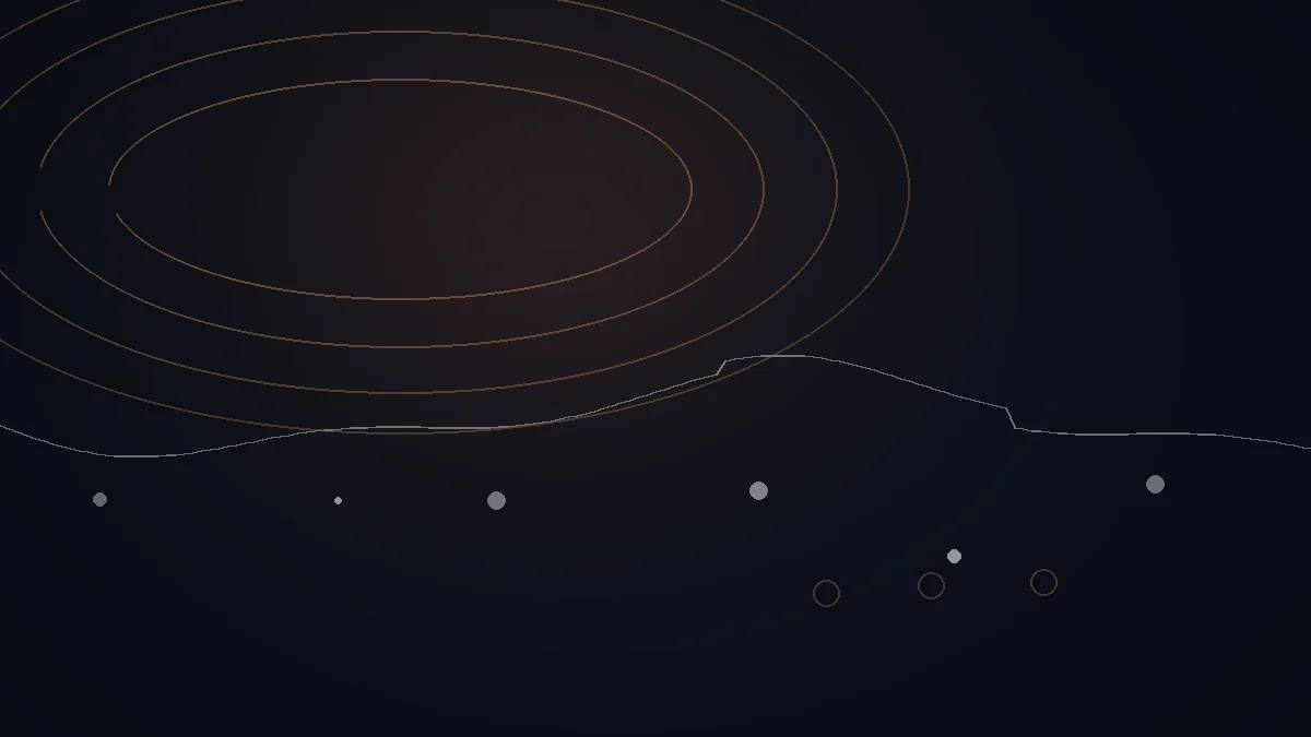 Sonicbids avis — illustration abstraite : arcs cuivrés, réseau de points et trajectoire de diffusion.