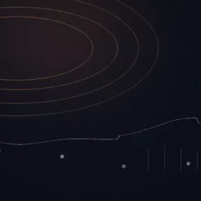 Soundrop avis — illustration abstraite : arcs cuivrés, trajectoire de diffusion et repères reliés.