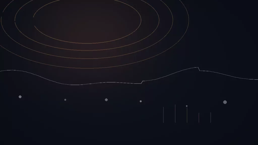 WARM avis — illustration abstraite : arcs cuivrés, courbe de données et points de mesure.