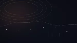 Muso.AI avis — illustration abstraite : arcs cuivrés, courbe de données et points de mesure.