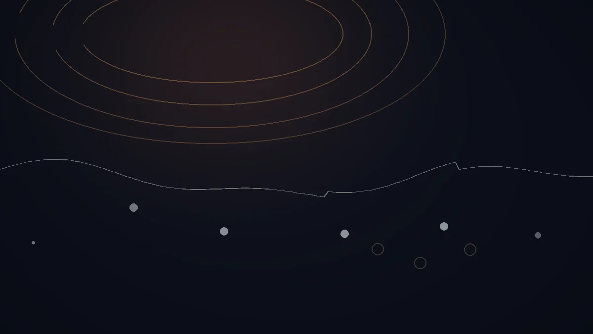 Illustration abstraite de l’avis Liberty Music PR : arcs cuivrés, trajectoire de campagne et points de contact.